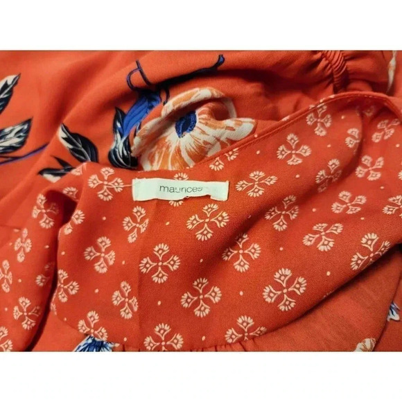 MAURICE’S V-NECK DRESS MULTI-COLOR ELASTIC WASTE SIZE 2 - Picture 4 of 6